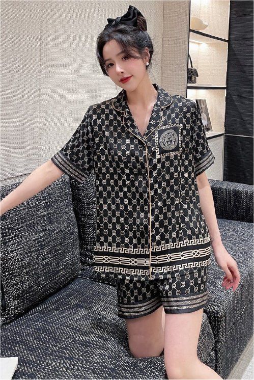 Đồ ngủ đôi Shury Store CTN11 nam nữ đồ bộ ngủ Pyjama couple tay ngắn quần ngắn chất lụa băng cao cấp