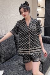 Đồ ngủ đôi Shury Store CTN11 nam nữ đồ bộ ngủ Pyjama couple tay ngắn quần ngắn chất lụa băng cao cấp