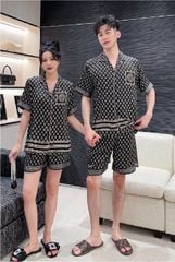 Đồ ngủ đôi Shury Store CTN11 nam nữ đồ bộ ngủ Pyjama couple tay ngắn quần ngắn chất lụa băng cao cấp