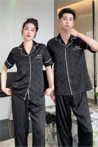 Đồ ngủ đôi Shury Store- CND02 nam nữ đồ bộ ngủ Pyjama couple tay ngắn quần dài chất lụa băng cao cấp