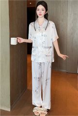 Đồ bộ ngủ nữ Pyjama lụa băng Shury Store tay ngắn quần dài mặc nhà , mặc ngủ TN12 có size 45-75 kg