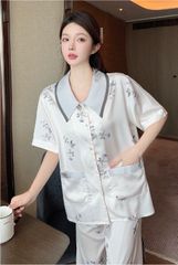 Đồ bộ ngủ nữ Pyjama lụa băng Shury Store tay ngắn quần dài mặc nhà , mặc ngủ TN12 có size 45-75 kg