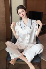 Đồ bộ ngủ nữ Pyjama lụa băng Shury Store tay ngắn quần dài mặc nhà , mặc ngủ TN12 có size 45-75 kg