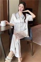 Đồ bộ ngủ nữ Pyjama lụa băng Shury Store tay ngắn quần dài mặc nhà , mặc ngủ TN12 có size 45-75 kg