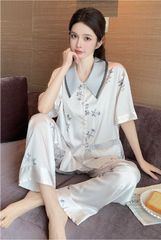 Đồ bộ ngủ nữ Pyjama lụa băng Shury Store tay ngắn quần dài mặc nhà , mặc ngủ TN12 có size 45-75 kg