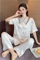Đồ bộ ngủ nữ Pyjama lụa băng Shury Store tay ngắn quần dài mặc nhà , mặc ngủ TN12 có size 45-75 kg