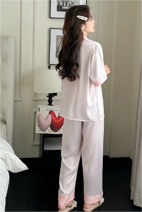 Đồ bộ ngủ nữ Pyjama lụa gân Shury Store tay ngắn quần dài mặc nhà , mặc ngủ TN06 có size 45-75 kg