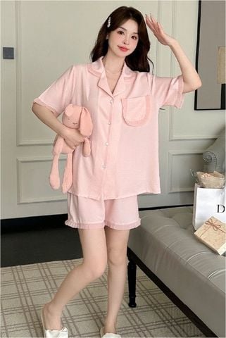 Đồ bộ ngủ nữ Pyjama lụa băng Shury Store tay ngắn quần ngắn mặc nhà , mặc ngủ NT06 kiểu dáng tay cộc size 45-75 Hàn Quốc
