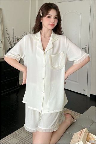 Đồ bộ ngủ nữ Pyjama lụa băng Shury Store tay ngắn quần ngắn mặc nhà , mặc ngủ NT06 kiểu dáng tay cộc size 45-75 Hàn Quốc