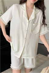 Đồ bộ ngủ nữ Pyjama lụa băng Shury Store tay ngắn quần ngắn mặc nhà , mặc ngủ NT06 kiểu dáng tay cộc size 45-75 Hàn Quốc