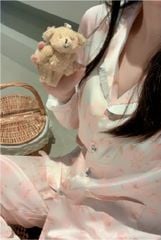 Đồ bộ ngủ nữ Pyjama lụa băng trơn Shury Store tay dài quần dài mặc nhà , mặc ngủ TD22 size 45-75kg