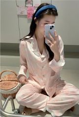 Đồ bộ ngủ nữ Pyjama lụa băng trơn Shury Store tay dài quần dài mặc nhà , mặc ngủ TD22 size 45-75kg