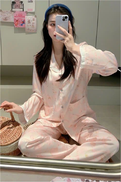 Đồ bộ ngủ nữ Pyjama lụa băng trơn Shury Store tay dài quần dài mặc nhà , mặc ngủ TD22 size 45-75kg