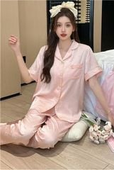 Đồ bộ ngủ nữ pyjama lụa băng Shury Store Home Wear TN44 tay ngắn quần dài màu xanh mặc nhà , mặc ngủ có size 45-75 kg