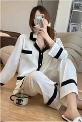 Đồ bộ ngủ nữ Pyjama lụa băng trơn Shury Store tay dài quần dài mặc nhà , mặc ngủ TD26 size 45-75kg phong cách Hàn Quốc