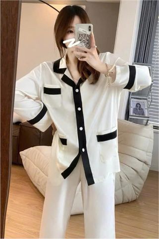 Đồ bộ ngủ nữ Pyjama lụa băng trơn Shury Store tay dài quần dài mặc nhà , mặc ngủ TD26 size 45-75kg phong cách Hàn Quốc