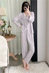Đồ bộ ngủ nữ Pyjama lụa băng trơn Shury Store tay dài quần dài mặc nhà , mặc ngủ TD77 size 45-75kg