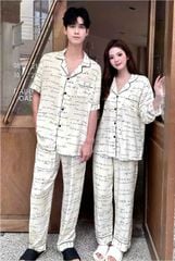 Đồ ngủ đôi Shury Store- DD14 nam nữ đồ bộ ngủ Pyjama couple tay dài quần dài chất lụa băng cao cấp