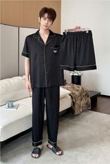 Đồ ngủ đôi Shury Store CND10 nam nữ đồ bộ ngủ Pyjama couple tay ngắn quần dài chất lụa xước cao cấp
