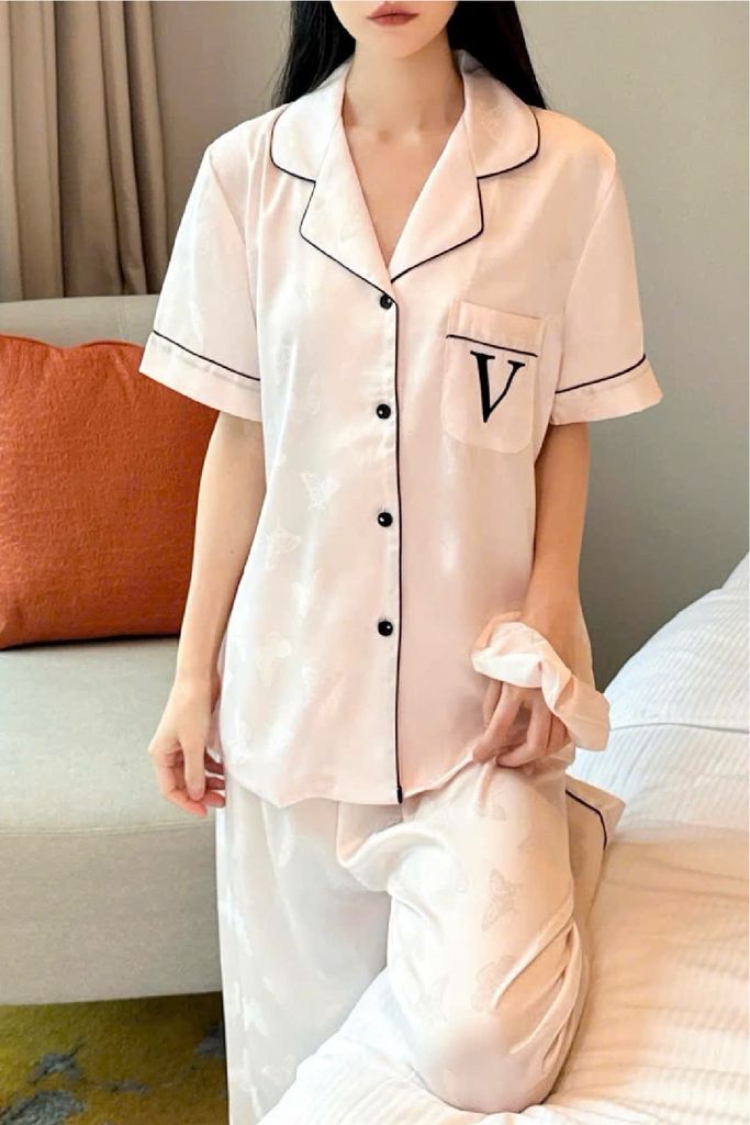 Đồ bộ ngủ nữ Pyjama lụa băng Shury Store tay ngắn quần dài mặc nhà , mặc ngủ TN36 có size 45-75 kg