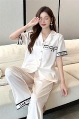 Đồ bộ ngủ nữ Pyjama lụa xước Shury Store tay ngắn quần dài mặc nhà , mặc ngủ TN66 tặng kèm quần ngắn