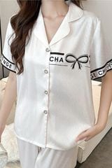 Đồ bộ ngủ nữ Pyjama lụa xước Shury Store tay ngắn quần dài mặc nhà , mặc ngủ TN66 tặng kèm quần ngắn