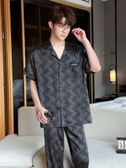 Đồ ngủ pyjama nam nữ Shury Store Home Wear CND23 size 45-95kg màu đen tay ngắn quần dài bộ đôi couple chất lụa băng mềm