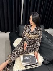 Đồ ngủ pyjama nam nữ Shury Store Home Wear DD30 size 45-95kg màu đen tay dài quần dài  bộ đôi couple chất lụa băng mềm