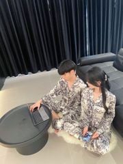 Đồ ngủ pyjama nam nữ Shury Store Home Wear DD52 size 45-95kg màu đen tay dài quần dài  bộ đôi couple chất lụa băng mềm
