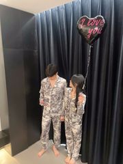 Đồ ngủ pyjama nam nữ Shury Store Home Wear DD52 size 45-95kg màu đen tay dài quần dài  bộ đôi couple chất lụa băng mềm