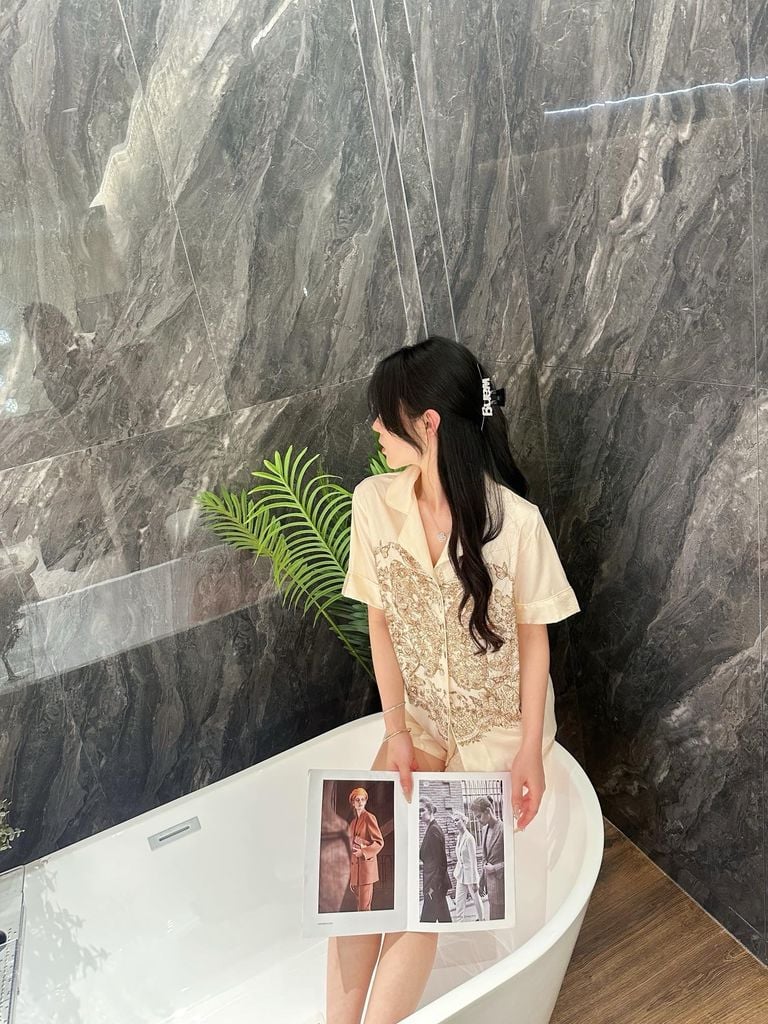 Đồ bộ ngủ nữ Pyjama lụa xước Shury Store Home Wear tay ngắn quần ngắn NT26 mặc nhà kiểu dáng tay cộc size 45-75 kg