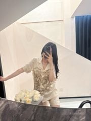 Đồ bộ ngủ nữ Pyjama lụa xước Shury Store Home Wear tay ngắn quần ngắn NT26 mặc nhà kiểu dáng tay cộc size 45-75 kg