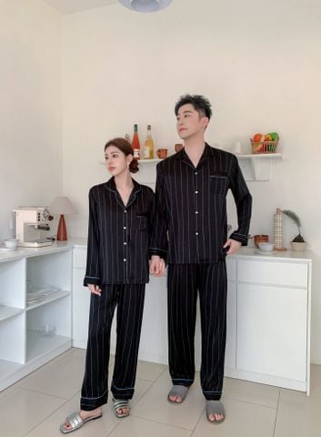 Đồ ngủ pyjama nam nữ Shury Store Home Wear DD34 size 45-95kg tay dài quần dài  bộ đôi couple lụa