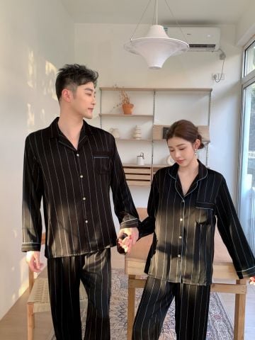 Đồ ngủ pyjama nam nữ Shury Store Home Wear DD34 size 45-95kg tay dài quần dài  bộ đôi couple lụa