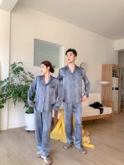 Đồ ngủ pyjama nam nữ Shury Store Home Wear DD56 size 45-95kg tay dài quần dài  bộ đôi couple lụa
