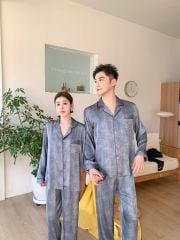 Đồ ngủ pyjama nam nữ Shury Store Home Wear DD56 size 45-95kg tay dài quần dài  bộ đôi couple lụa