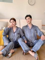 Đồ ngủ pyjama nam nữ Shury Store Home Wear DD56 size 45-95kg tay dài quần dài  bộ đôi couple lụa
