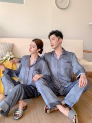 Đồ ngủ pyjama nam nữ Shury Store Home Wear DD56 size 45-95kg tay dài quần dài  bộ đôi couple lụa