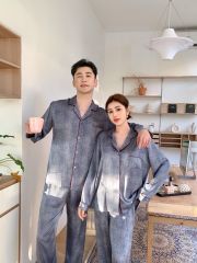 Đồ ngủ pyjama nam nữ Shury Store Home Wear DD56 size 45-95kg tay dài quần dài  bộ đôi couple lụa