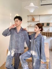 Đồ ngủ pyjama nam nữ Shury Store Home Wear DD56 size 45-95kg tay dài quần dài  bộ đôi couple lụa