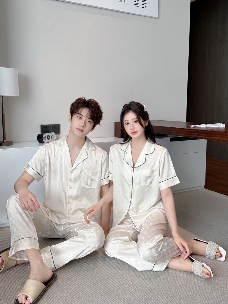 Pijama Đôi Lụa Ngắn Tay Cao Cấp CND2 | SHURY STORE HOME WEAR | Màu Kem Sang Trọng