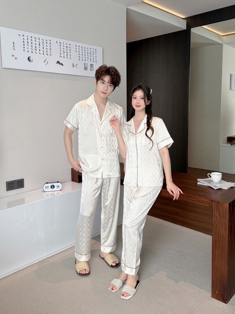 Pijama Đôi Lụa Ngắn Tay Cao Cấp CND2 | SHURY STORE HOME WEAR | Màu Kem Sang Trọng