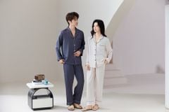Đồ ngủ pyjama nam nữ Shury Store Home Wear DD04 size 45-95kg tay dài quần dài  bộ đôi couple lụa