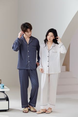 Đồ ngủ pyjama nam nữ Shury Store Home Wear DD04 size 45-95kg tay dài quần dài  bộ đôi couple lụa