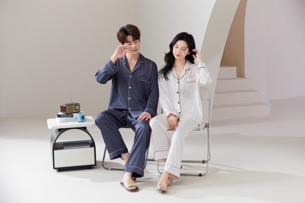 Đồ ngủ pyjama nam nữ Shury Store Home Wear DD04 size 45-95kg tay dài quần dài  bộ đôi couple lụa