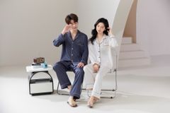 Đồ ngủ pyjama nam nữ Shury Store Home Wear DD04 size 45-95kg tay dài quần dài  bộ đôi couple lụa
