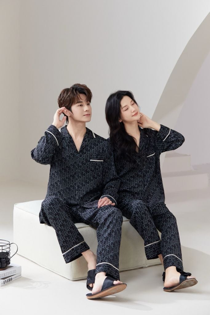 Đồ ngủ pyjama nam nữ Shury Store Home Wear DD24 size 45-95kg tay dài quần dài  bộ đôi couple lụa