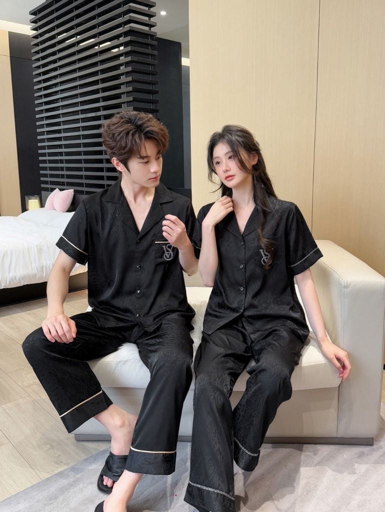 Pijama Đôi Lụa Ngắn Tay CND13 | SHURY STORE HOME WEAR | Set Đồ Ngủ Couple Cao Cấp Sang Trọng