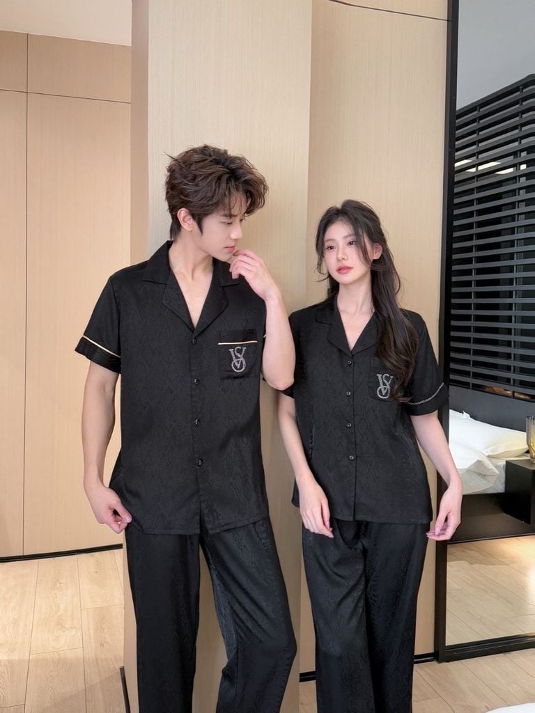 Pijama Đôi Lụa Ngắn Tay CND13 | SHURY STORE HOME WEAR | Set Đồ Ngủ Couple Cao Cấp Sang Trọng