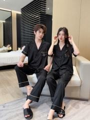 Pijama Đôi Lụa Ngắn Tay CND13 | SHURY STORE HOME WEAR | Set Đồ Ngủ Couple Cao Cấp Sang Trọng